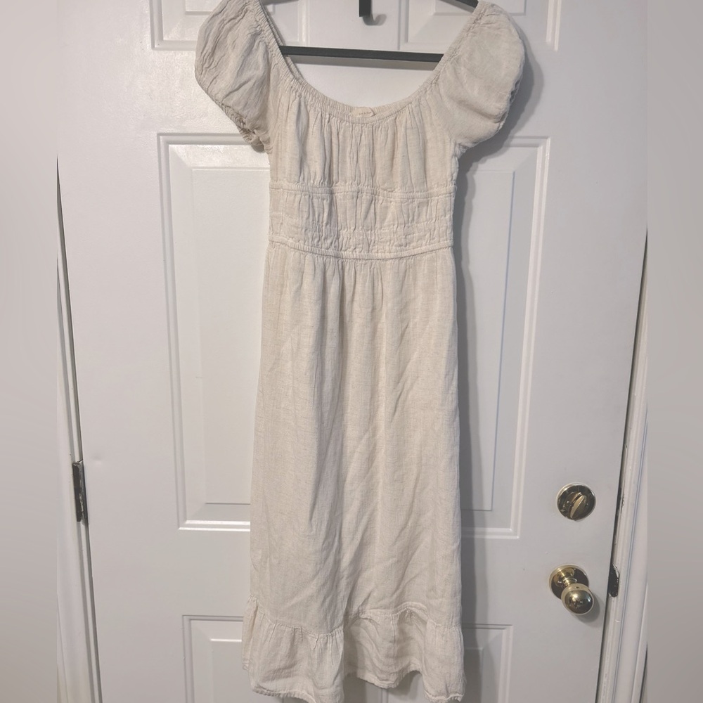 Sim&Sam Midi Boho Linen Peasant Dress